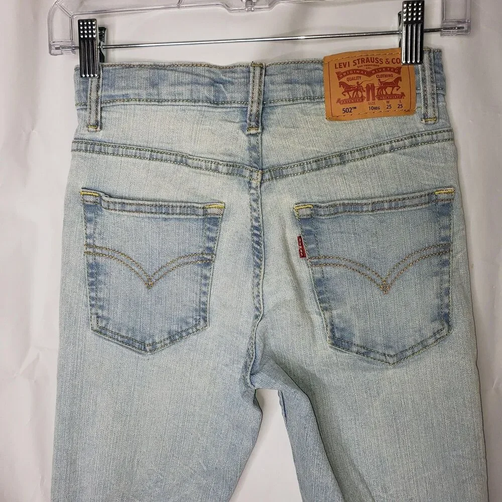 Levis 502 Jeans Girls 10 Regular 25x25 Light Blue Denim Regular Taper Stretch